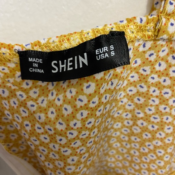 SHEIN Wrap Dress Tan with red dots and white with blue dots - Picture 3 of 7